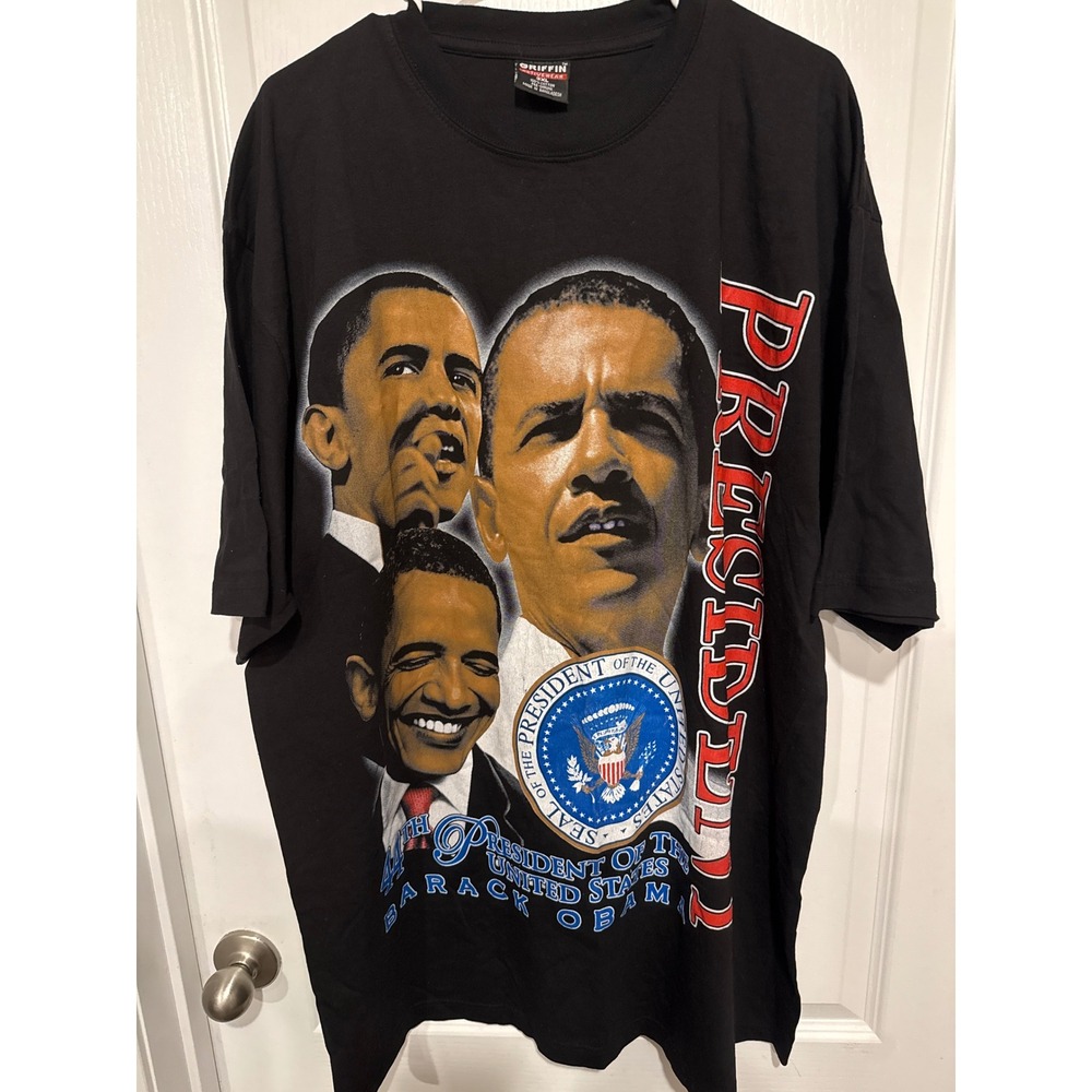 Griffin Barack Obama 44th President Graphic T-Shirt Black 3XL Mens Short Sleeve